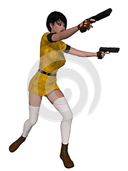 Woman posing with guns