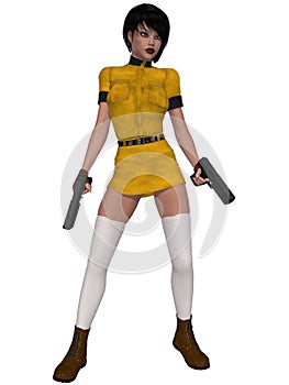 Woman posing with guns