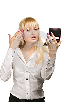 Woman posing with mirrow