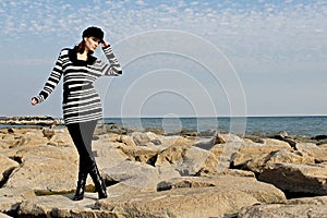 Woman posing near the lake