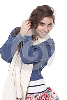 Woman posing with a scarf