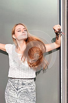 Woman posing in sunlight