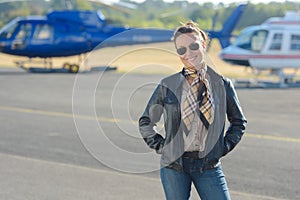 Woman posing in tarmac