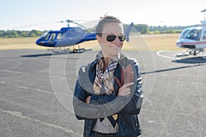 Woman posing in tarmac
