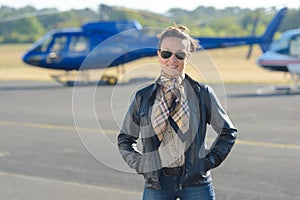 Woman posing in tarmac