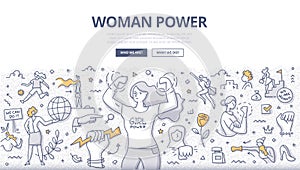 Woman Power Doodle Concept