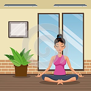 Woman practice yoga meditacion photo