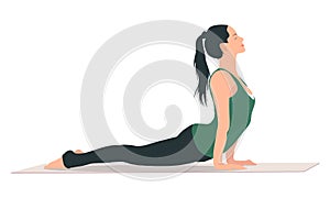 Woman practicing cobra yoga Yoga on white background