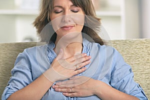 Woman practicing energy medicine