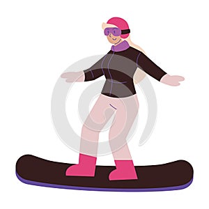 woman practicing snowboarding