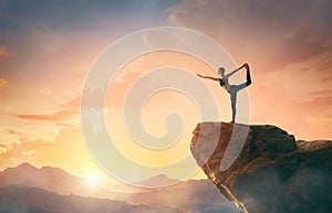 Woman is practicing yoga