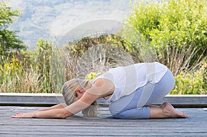 Woman practicing yoga