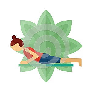 woman practicing yoga in four-limbed staff pose. Vector illustration decorative design