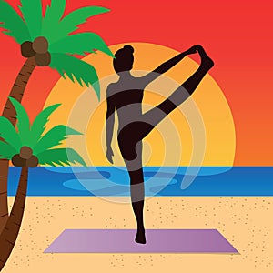 woman practicing yoga in hand to big toe pose. Vector illustration decorative design