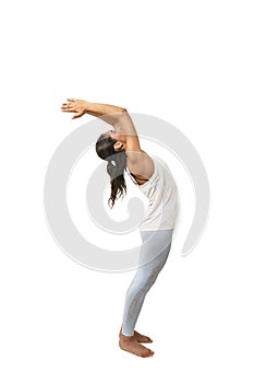 woman practicing yoga Hasta Uttanasana or Backward Bend