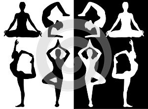 Woman practicing yoga icons