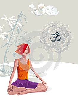 Woman Practicing Yoga Meditation