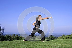 woman practising self defense