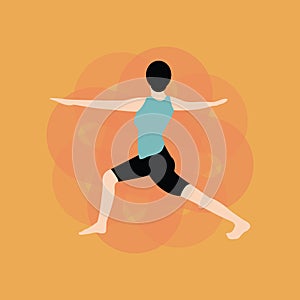 woman practising yoga in revolved side angle pose. Vector illustration decorative design