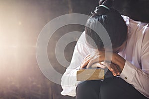 Woman Pray for god blessing to wishing have a better life