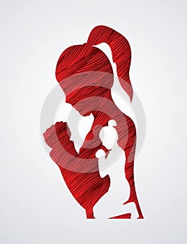 Woman prayer shadow graphic