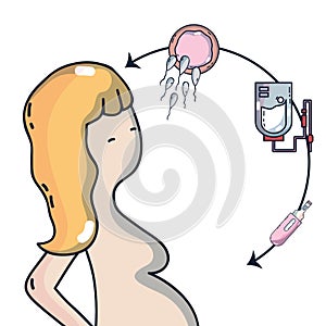 Woman pregnancy with ovum and sperm process to procreation