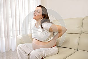 Woman with pregnancy pains
