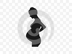 Woman Pregnant, silhouette icon. Vector illustration. Flat