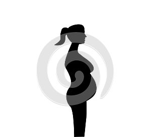 Woman Pregnant, silhouette icon. Vector illustration. Flat