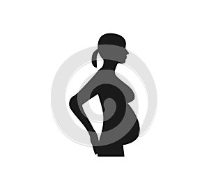 Woman Pregnant, silhouette icon. Vector illustration. Flat