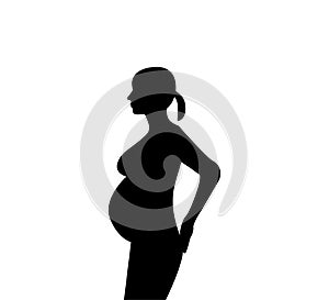 Woman Pregnant, silhouette icon. Vector illustration. Flat