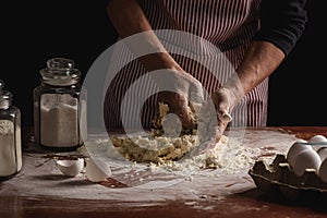 Woman preparing dough with her hands