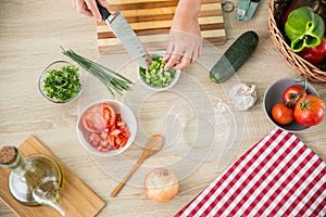 Woman preparing a gazpacho