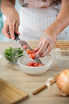 Woman preparing a gazpacho