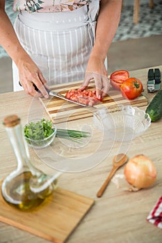 Woman preparing a gazpacho