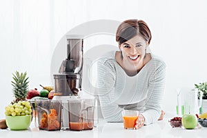 Woman preparing healthy drinks