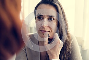 Woman preparing for a plastic surgery