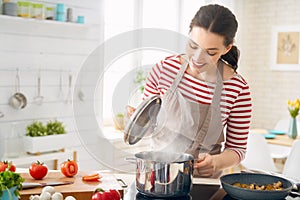 Woman is preparing proper meal