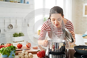 Woman is preparing proper meal