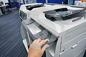 Woman press on printer manual