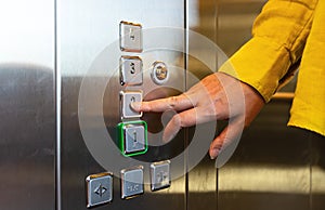 Woman pressing button