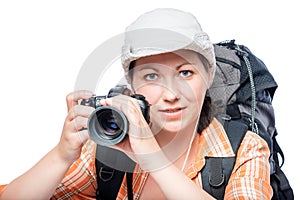 woman with a professional camera in the campaign against