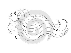 Woman profile with long hair