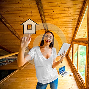 Woman projecting cottage