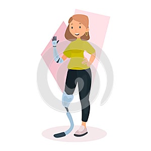 Woman with prostheses flat icon. Colored vector element from disabled collection. Creative Woman with prostheses icon
