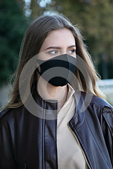 Woman with a protective mask