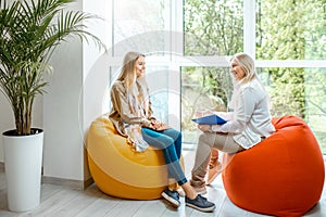 Woman with psychologist in the office