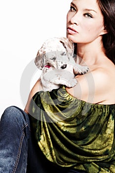 Woman with puppy