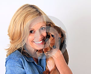 Woman and puppy