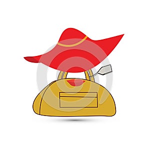 Woman purse with red lips and hat, female symbol vector